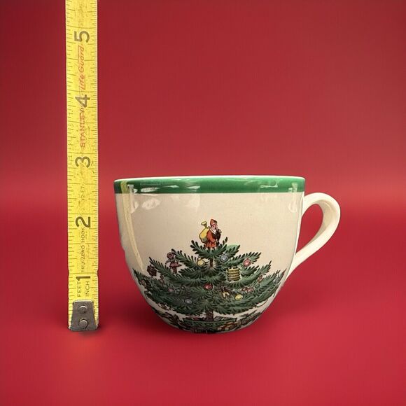 Set Of 3 Spode Christmas Tree 8 oz Tea Cup Saucer Coffee Mugs Vintage Red Green - Picture 14 of 15